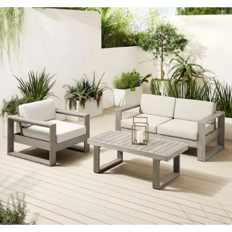 Four Seasons Resort Lanai Solid Teak Wood Outdoor Garden Sofa Set Tropical Waterproof Eco-Friendly Villa Hotel