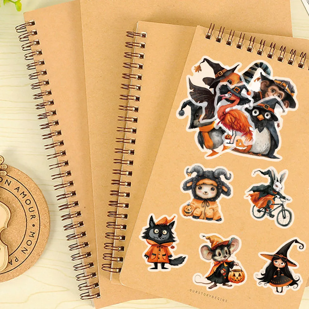 50PCS Cartoon Halloween Dress Up Pumpkin Head PET Plastic Stickers Laptop Phone Case Gift Decoration