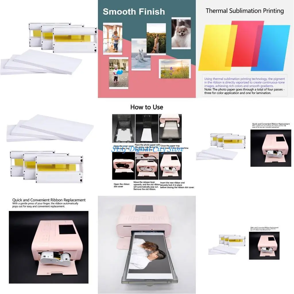 

U75B Photo Printing Paper and Cartridge Set for RP-108 CP1500 CP1300 Camera Durable Wide Compatible and Fast Printing