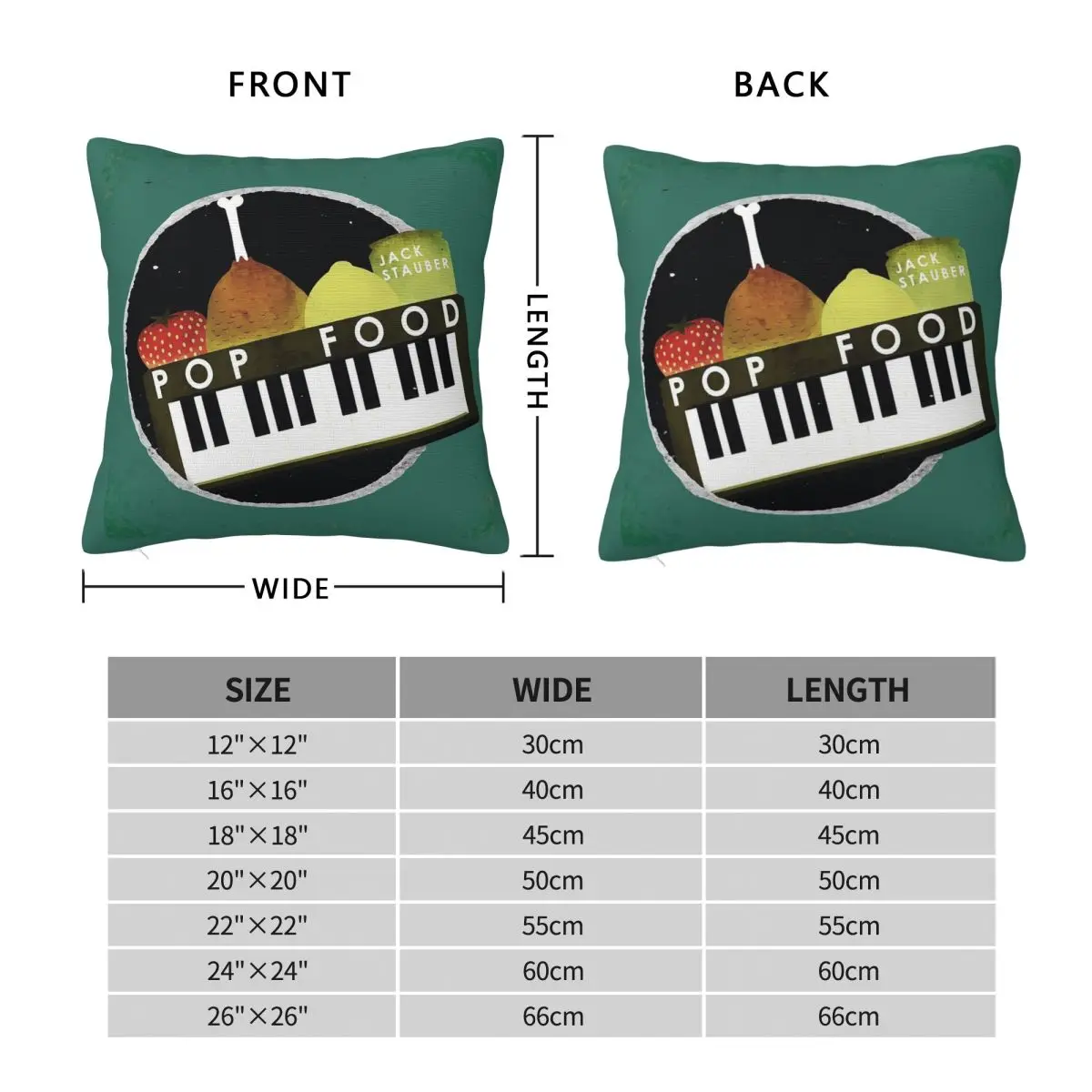 Jack Stauber Pop Food Album Cover Square Pillowcase Pillow Cover Cushion Zip Decorative Comfort Throw Pillow for Home Bedroom