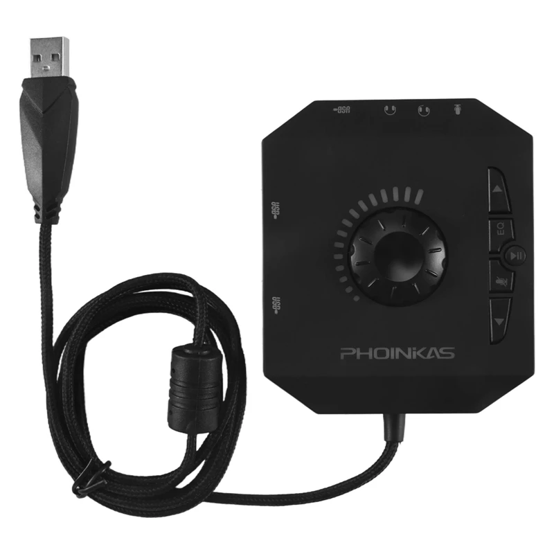 

Phoinikas T10 Multi-Switch Usb Hub Audio Adapter External Stereo Card With 3.5 Mm Headphones And Microphone Jack Black