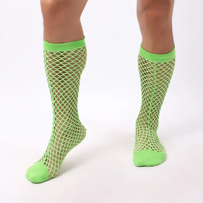 Hollow Out Mesh Mens Socks Japanese Fishing Net Trendy Socks Breathable Sports Personalized Long Socks