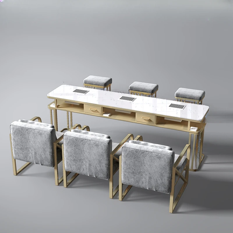 

Luxury Marble Nail Tables Makeup Professional Modern Vacuum Cleaner Nail Tables White Office Nageltisch Salon Furniture