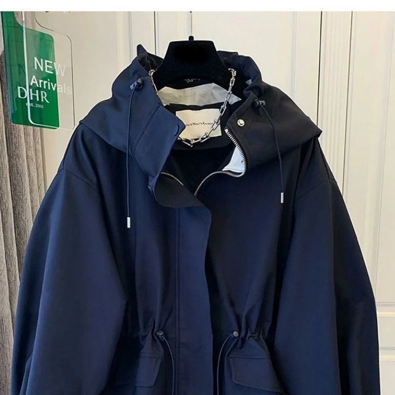 ملابس عمل بقلنسوة لعام 2026 Jaet للسيدات ort فضفاضة غير رسمية للربيع وصلت حديثًا ملابس خارجية بسحاب مقاوم للرياح لون الإغلاق