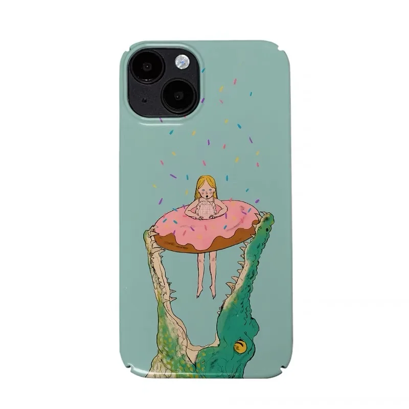 

Sweet Donut Princess Art Crocodile Case for IPHONE 16 15 14PRO MAX 13 PRO MAX 14PLUS Acrylic Hard Mobile Phone Cases Back Covers