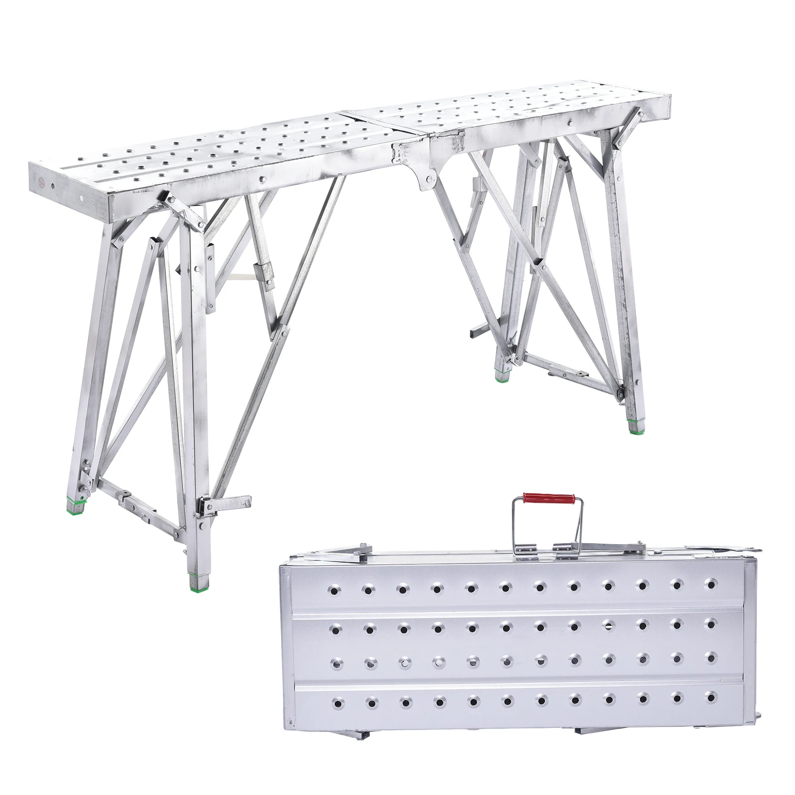 Banco de trabalho de aço ajustável de altura de andaime portátil 330 capacidade de carga, banco portátil de pintura de drywall para lavagem de carro