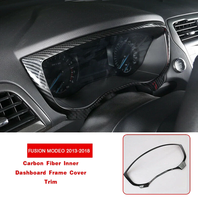 Carbon Fiber Dashboard Frame Trim Dash Panel Cover Trim for Ford Fusion Mondeo 2013-2018( Left Hand Drive )