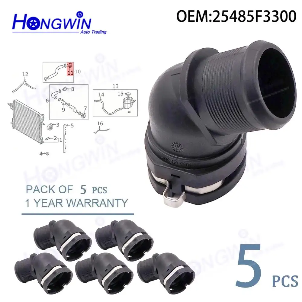 

5PCS Top Radiator Hose Connector 25485-F3300 25485F3300 For Hyundai Elantra Genesis GV70 GV80 Kona Santa Sonata Tucson Veloster