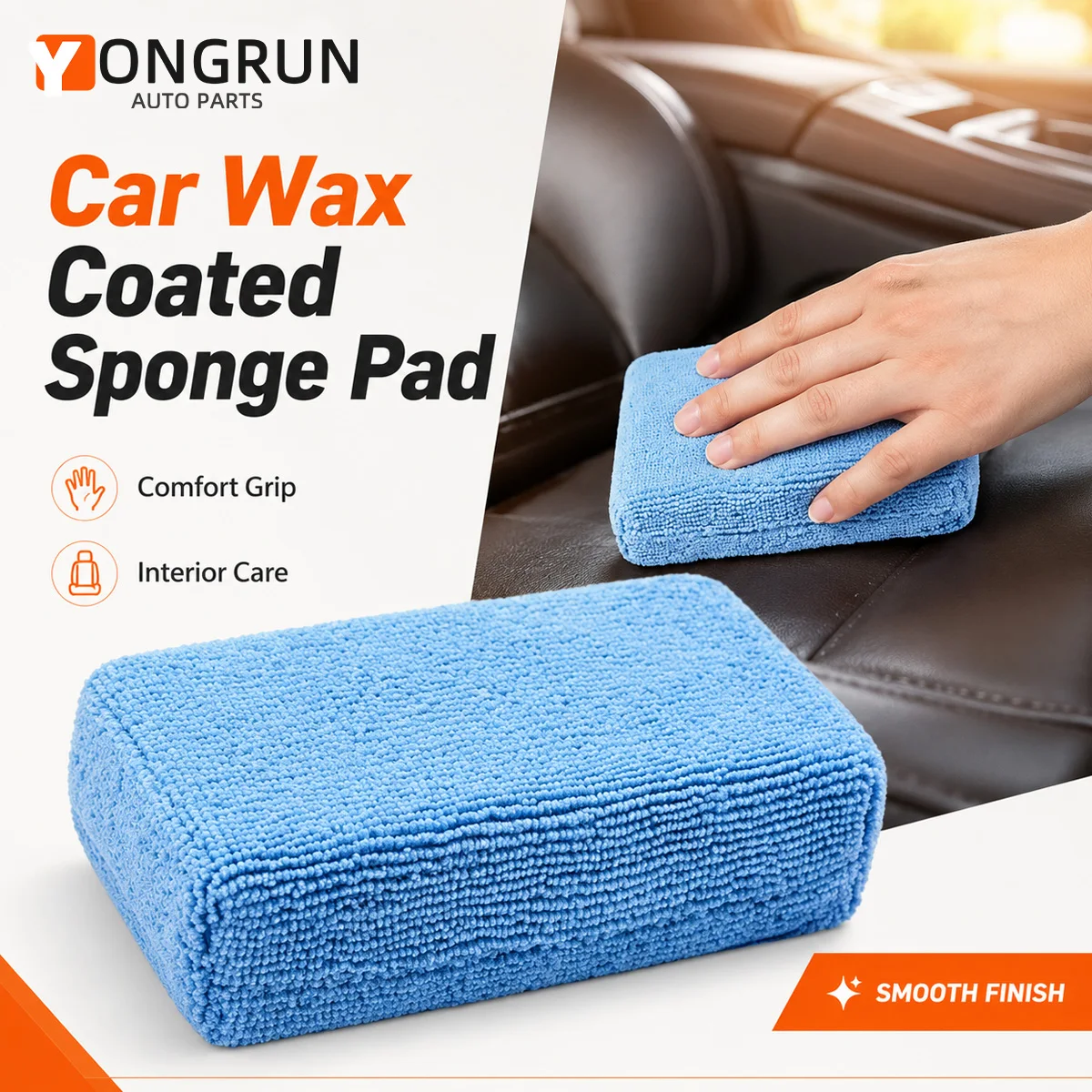 YONGRUN Car Detailing Wax Sponge Applicator Pad Soft Microfiber Cleaning Block for Paint Polish Coating Interior Leather Care