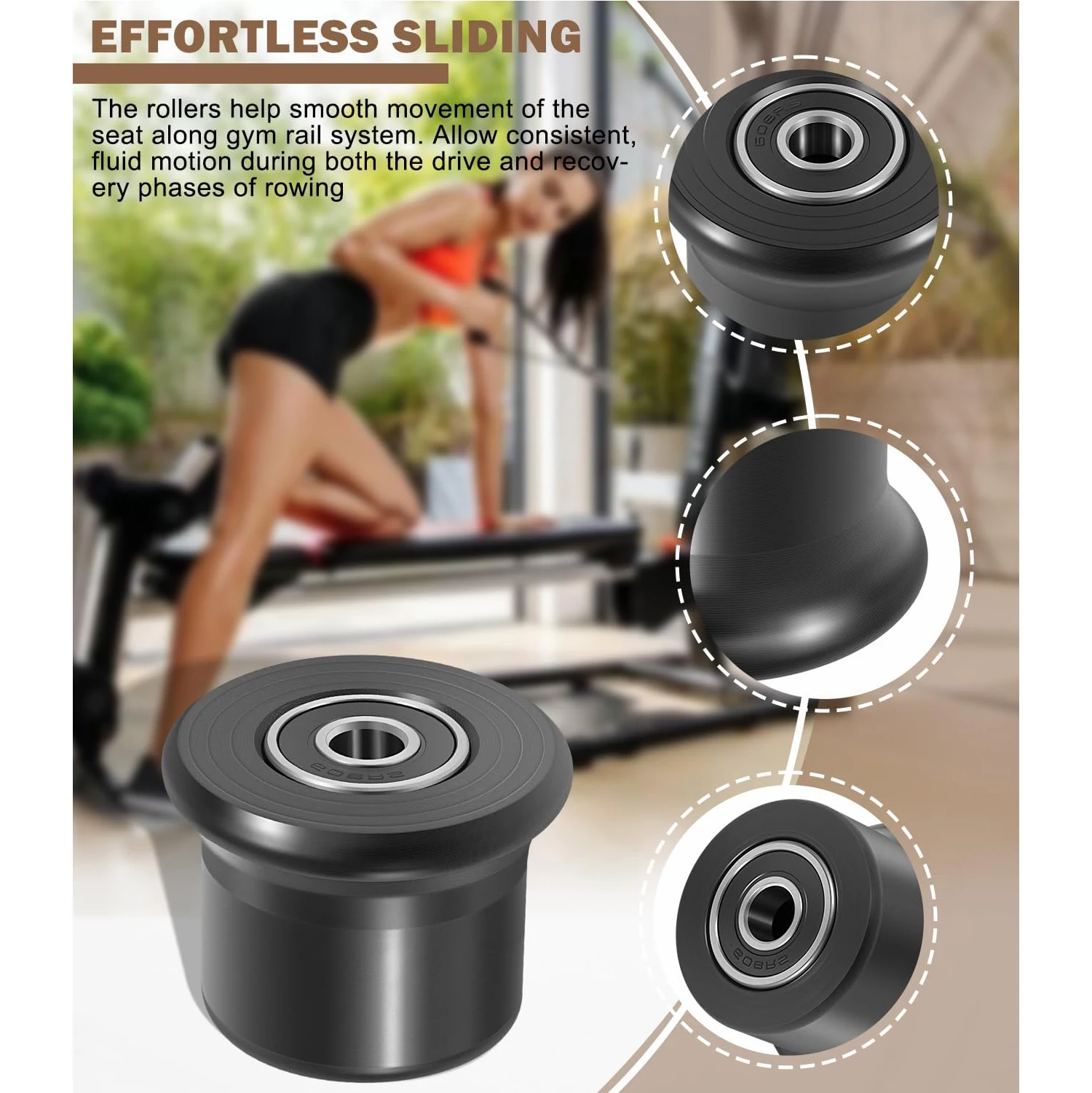 6er-Pack Schiebesitzhalterungsrollen für Bowflex Gym, Fit Blaze Classic Elite PR1000 Sport, nicht für Power Pro Motivator1 Ultimate1 geeignet. – Detail 5