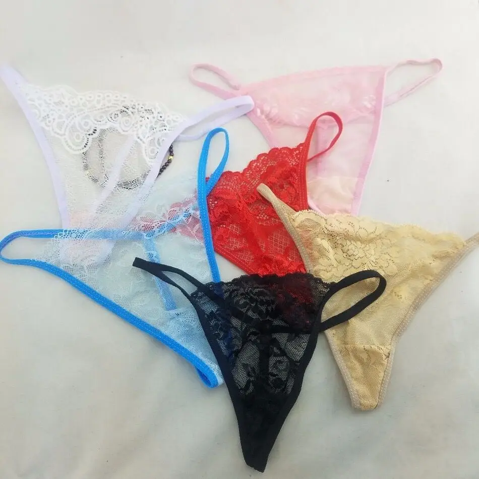 

5Pc/lot Sexy Lingerie Lace Low Waist Elastic String Transparent Underwear Women Temptation Hollow Out Panties Thin Thong