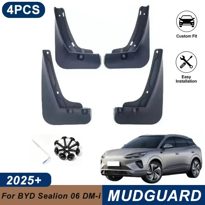 4PCS Car Mud Flaps For BYD Sealion 06 DM-i 2025+ Waterproof Anti-Splash Fender Mudguards Auto Exterior Accessories