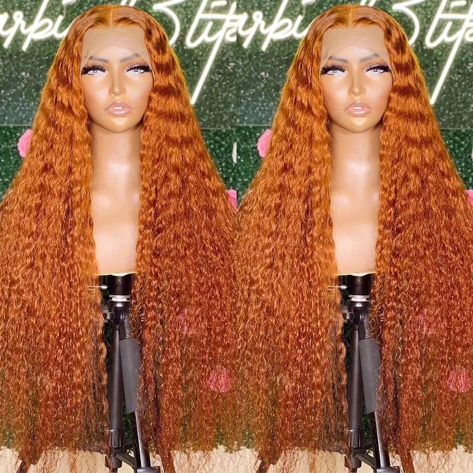 Curly Ginger 30 34 Inch Orange Deep Wave HD 13x6 Lace Frontal Wigs Human Hair 180 Density 13x4 Lace Front Wig Cosplay Brazilian