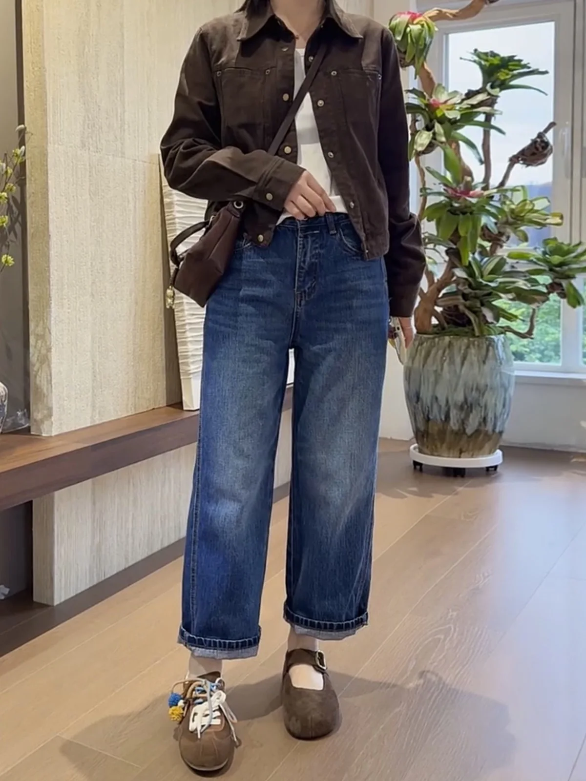 

Blue High Waist Straight Leg Slim Fit Jeans Women's plus Size Autumn Winter Faionable Comfortable Stretch Denim Pants