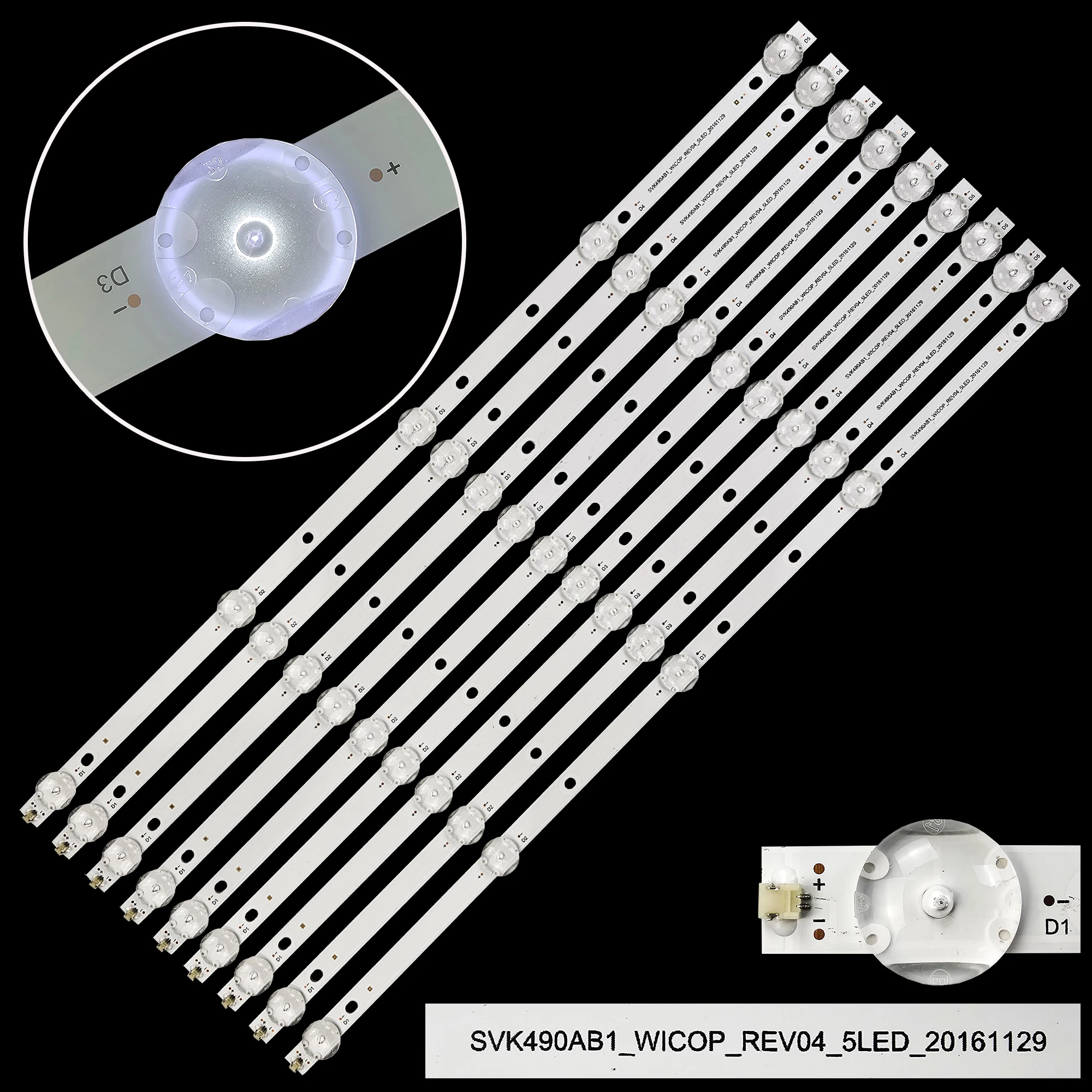 1/5/10 Kits LED-Hintergrundbeleuchtungsstreifen für 49C310X SVK490AB1_WICOP_Rev04_5LED_ 20161129