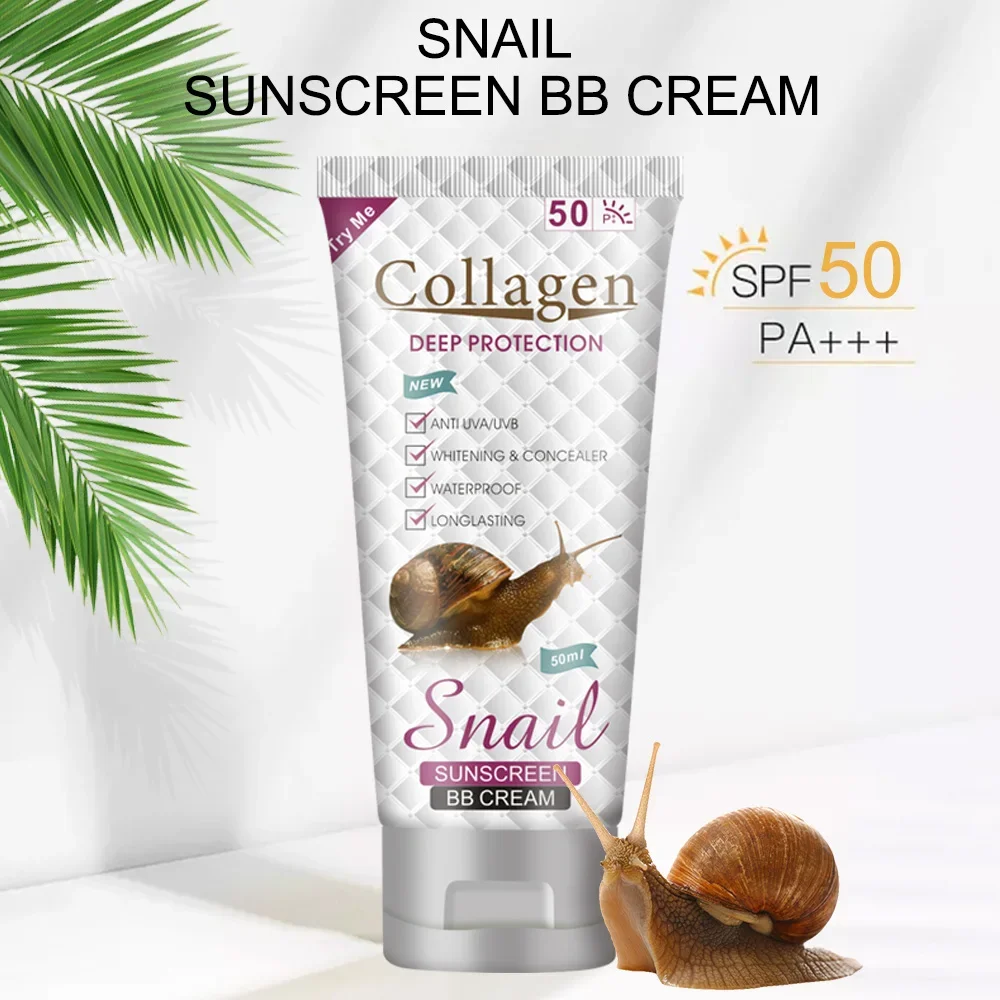 

Snail Collagen Sunscreen BB Cream Refreshing Whitening Sun Cream Anti-Aging Moisturizing Long-lasting Skin Protective Sunblock