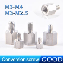 304 stainless steel screw  M2.5 to M3 to M4 nut bolt external hexagonal conversion screw Internal and external teeth small