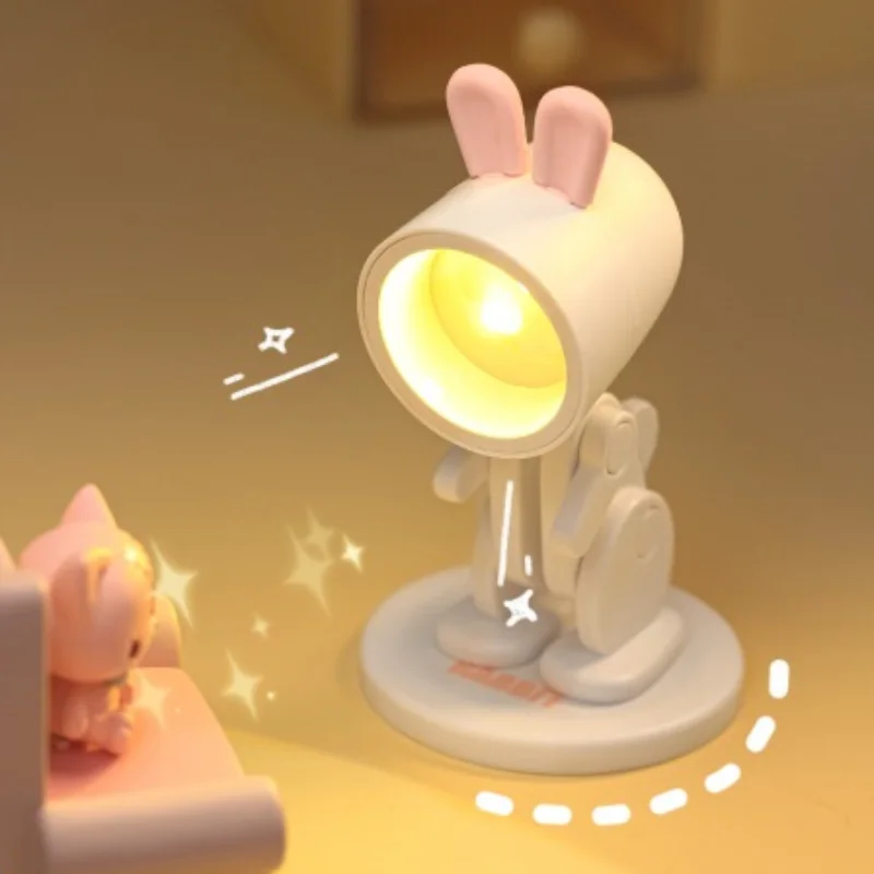 LED Night Light Mini Pet Cute Lamp Ins Student Gift Cartoon Pet Folding Table Lamp Kids Room Bedside Bedroom Living Room Decor