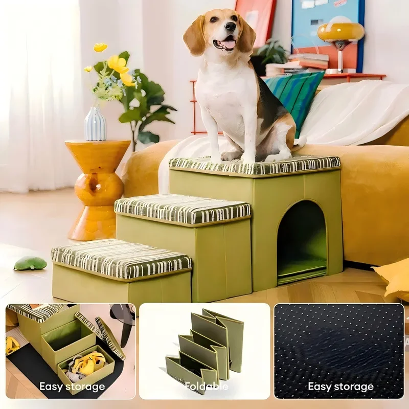 New Arrival Multifunctional Washable Pet Steps 3 Tier Modular Stackable Dog Stairs with Storage Box for Small Dogs Cats