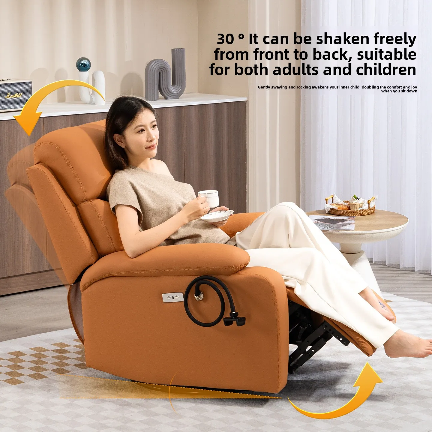 Functional Sofa Space First-Class Light Luxury Nail Salon Sofa Chair Lazy People's Living Room Electric Rocking Reclining