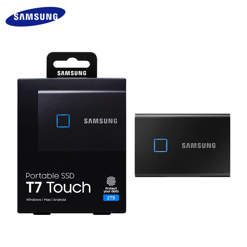 Original SAMSUNG SSD T7 Touch 2TB USB 3.2 Gen 2 Type C External Storage Drive Black Mobile Hard Disk Portable SSD For PC/Mac