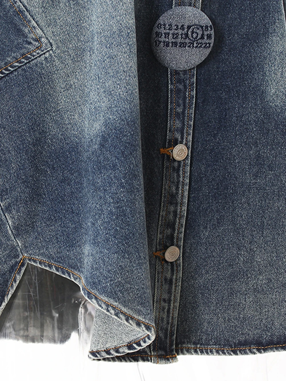 Modphy Losse Dames Tie-Dye Denim Lange Shirts 2025, Herfst Knop Single Breasted Blouse Bovenkleding Nieuwe Mode Tij