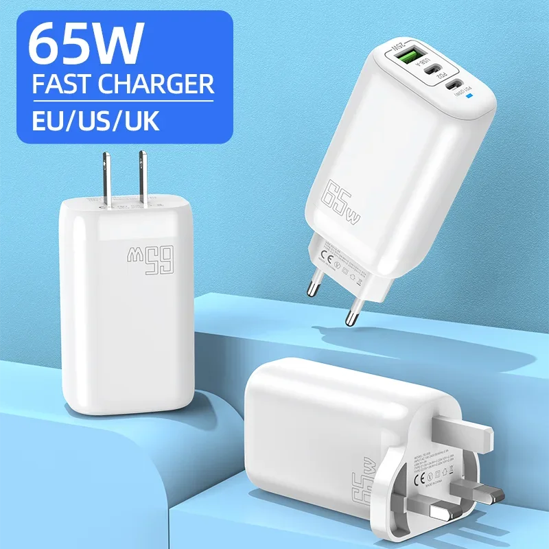 Typ C 65 W USB-Ladegerät PD Schnellladung Telefon QC 3.0 Schnellladegeräte für iPhone 14 13 12 11 Pro Max Mini iPad Laden EU/US/UK