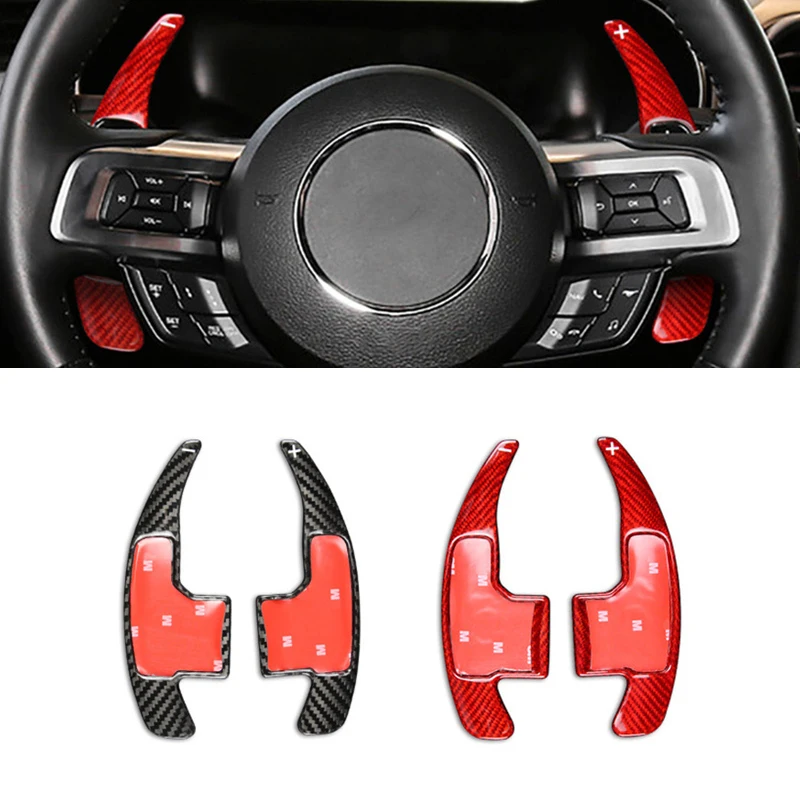 

Car Real Carbon Fiber Interior Central Steering Wheel Paddle Shifter Extension Auxiliary For Ford Mustang 2015-2021