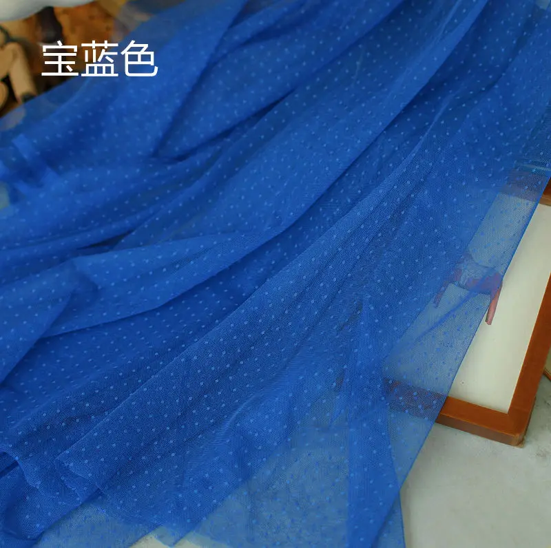1Meter Groene Koffie Franse Dot Polka Tule Mesh Stof Mode Polyester Voile Stof Voor Party Kleding Diy Pop Accessoire doek