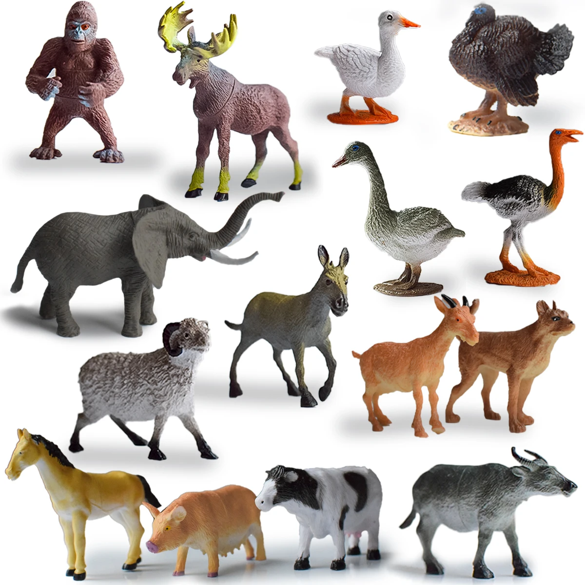 15 Models 4inch Simulated Farm + Wild Animal Set | Parent-Child Interactive Cognitive Toys | Kindergarten Teaching | Decorative Ornaments | Children's Birthday Party Gifts