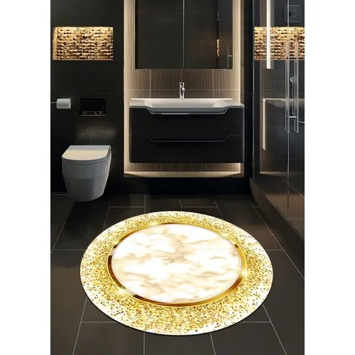 Ardizayn Deluxe Series - Gold 120x120 cm Slip-Resistant Not Peel Leather Outsole Round Bath Mat