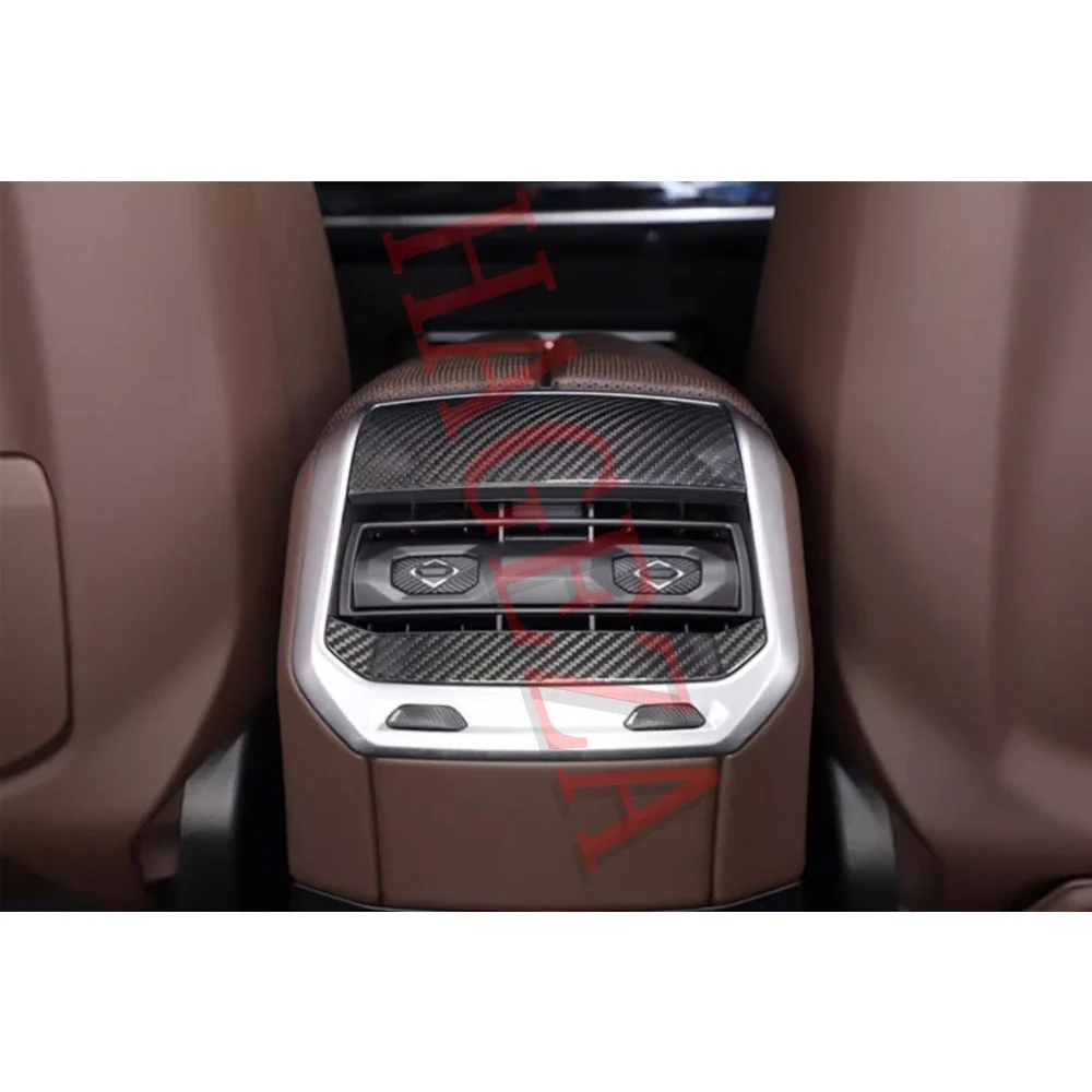 غطاء الكسوة لمنفذ تنفيس الهواء الخلفي للسيارات من ألياف الكربون الحقيقية لسيارات BMW 7 Series G70 2023-2024 ملحقات تجديد السيارة