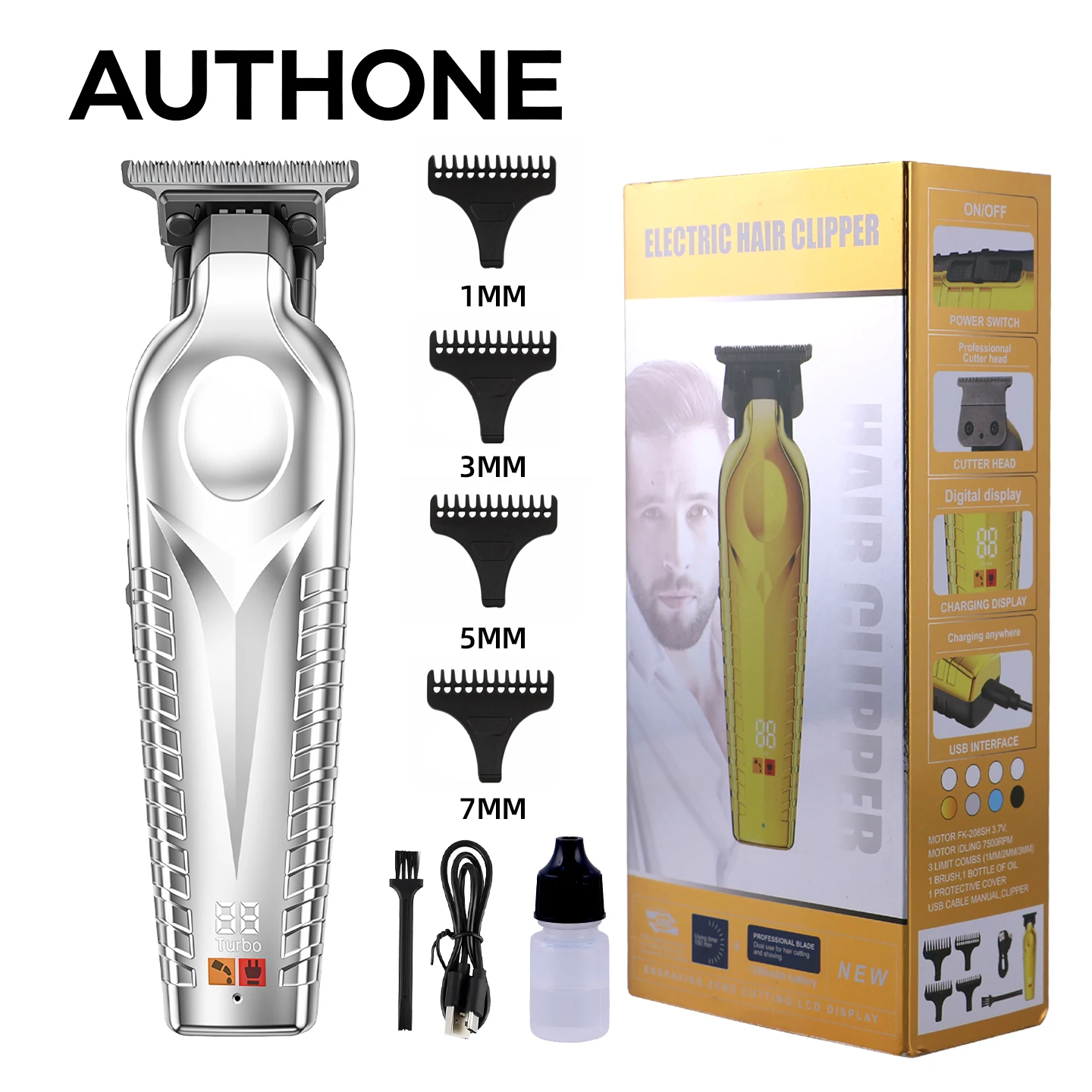 AUTHONE Hair Trimmer Professional Hair Clipper Wireless Hair Cutting Machine Electric Zero Cutting Machine Trimmer for Men
