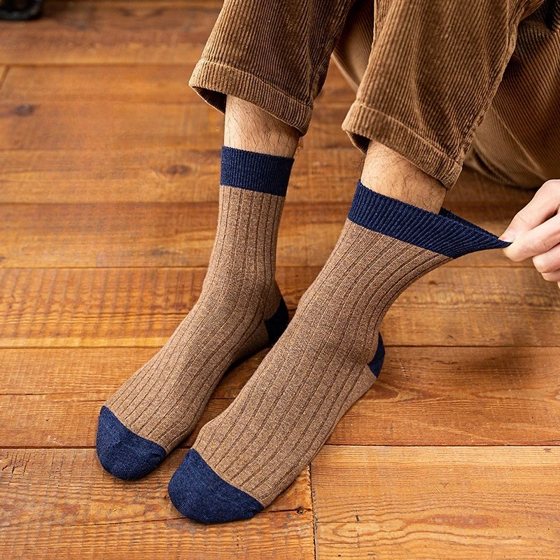 6 paia 2025 calzini da uomo in cotone a metà polpaccio autunno inverno calzini termici spessi e caldi calzini da uomo in maglia calze all'ingrosso di alta qualità