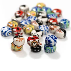 5pcs Hand-Painted Abstract Art Ceramic Beads – Intricate Patterns for DIY Jewelry – Model Z721