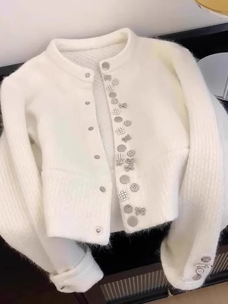 

Soft Cozy Knitted Long Sve Women's Sweater Pure Color Outerwear Faionable Slimming Cardigan Comfortable Commute Sle