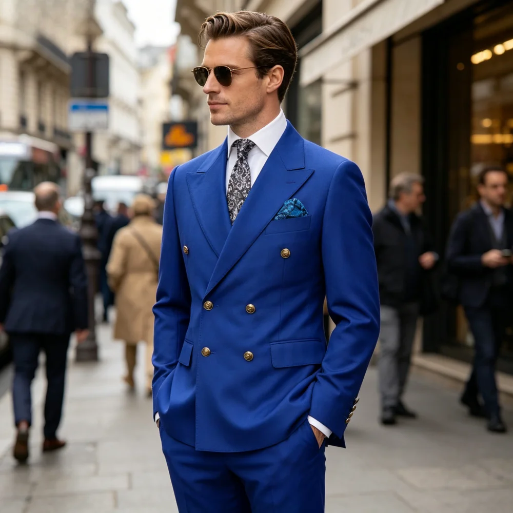 

Мужской повседневный костюм 2Smart цвета хаки: модный, деловой, для свадьбы, смокинг для жениха, с пик-лапельным воротником, двубортный пиджак и брюки