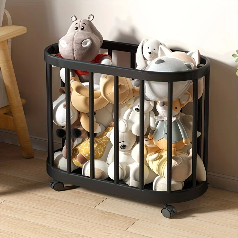 Toy & Clothes Storage Basket with 4-Wheel Mobility, Portable Yoga Mat, Badminton Racket, Sports and Fitness Equipment Rack