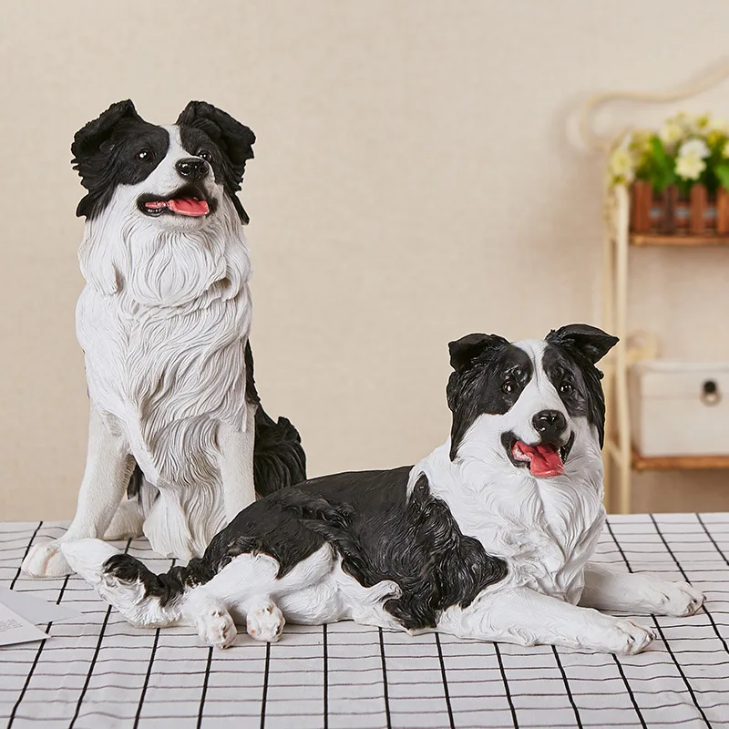 Simulated Border Collie Figurines, Resin Collie Model Simulation Dog Figurines, Scottish Border Collie Animal Sculptures