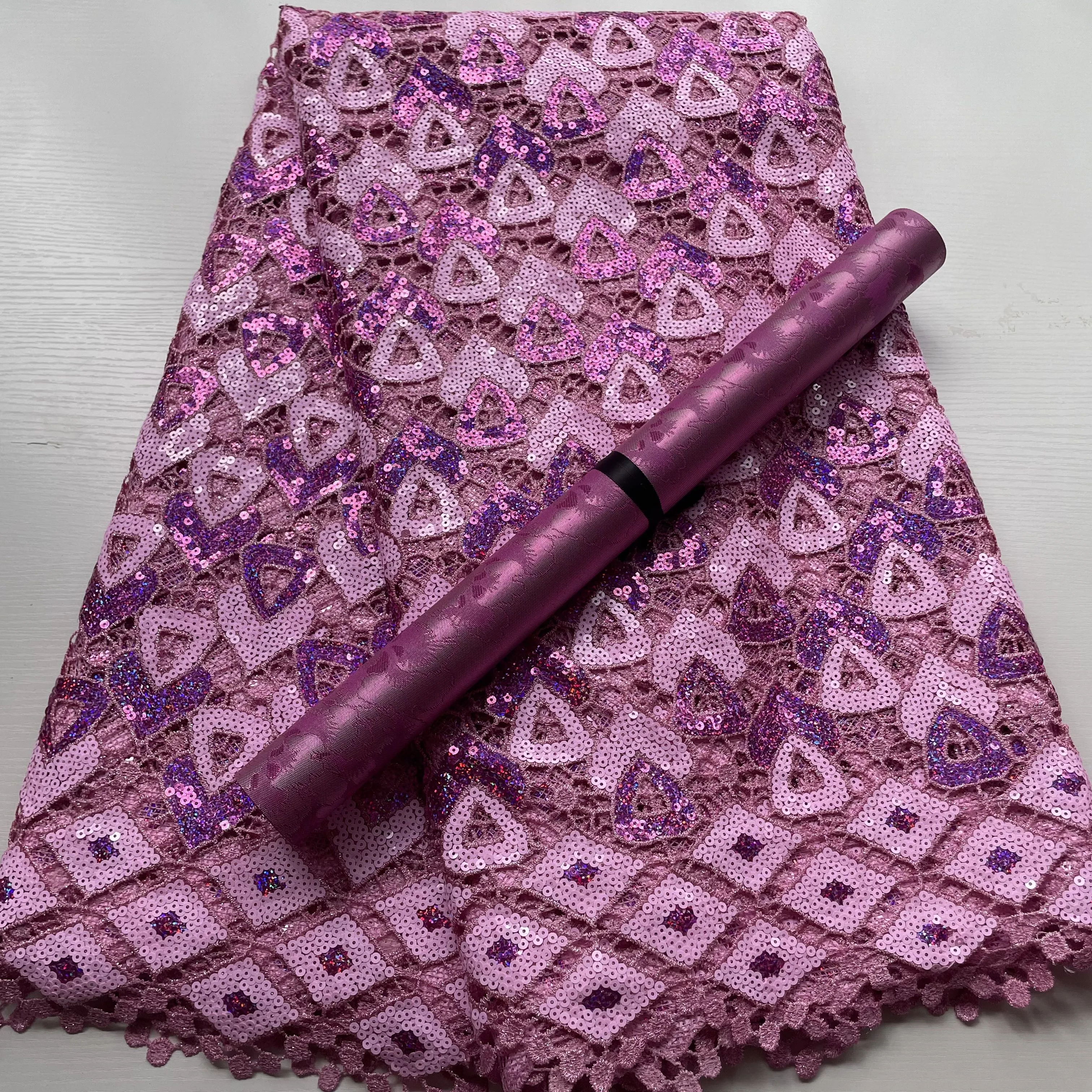 

Nigerian Sequins Cord Lace Fabric, African Embroidery Guipure , French Lace Material, Tulle Party Dress, High Quality, 5Yards