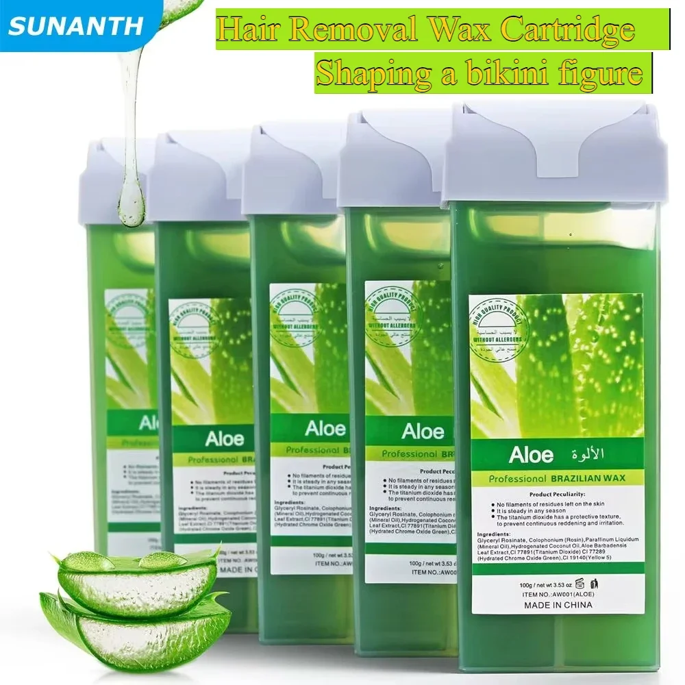 لفة على الشمع الألوة روز الشمع الأسطوانة الملء إزالة الشعر غير مؤلم خرطوشة الشمع مزيل الشعر الشمع دفئا لإزالة شعر الجسم بيكيني