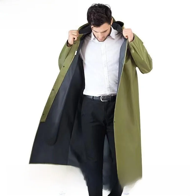Thickened Canvas Raincoat Long Version Full Body Waterproof Outdoor Men's One-Piece Wear-Resistant Rainwear by Pango