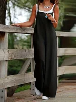 Plus Size 1XL-5XL Women's Casual Pocket Wide Leg Jumpsuit Ladies Fashion Loose Sleeveless Pants - Image 5