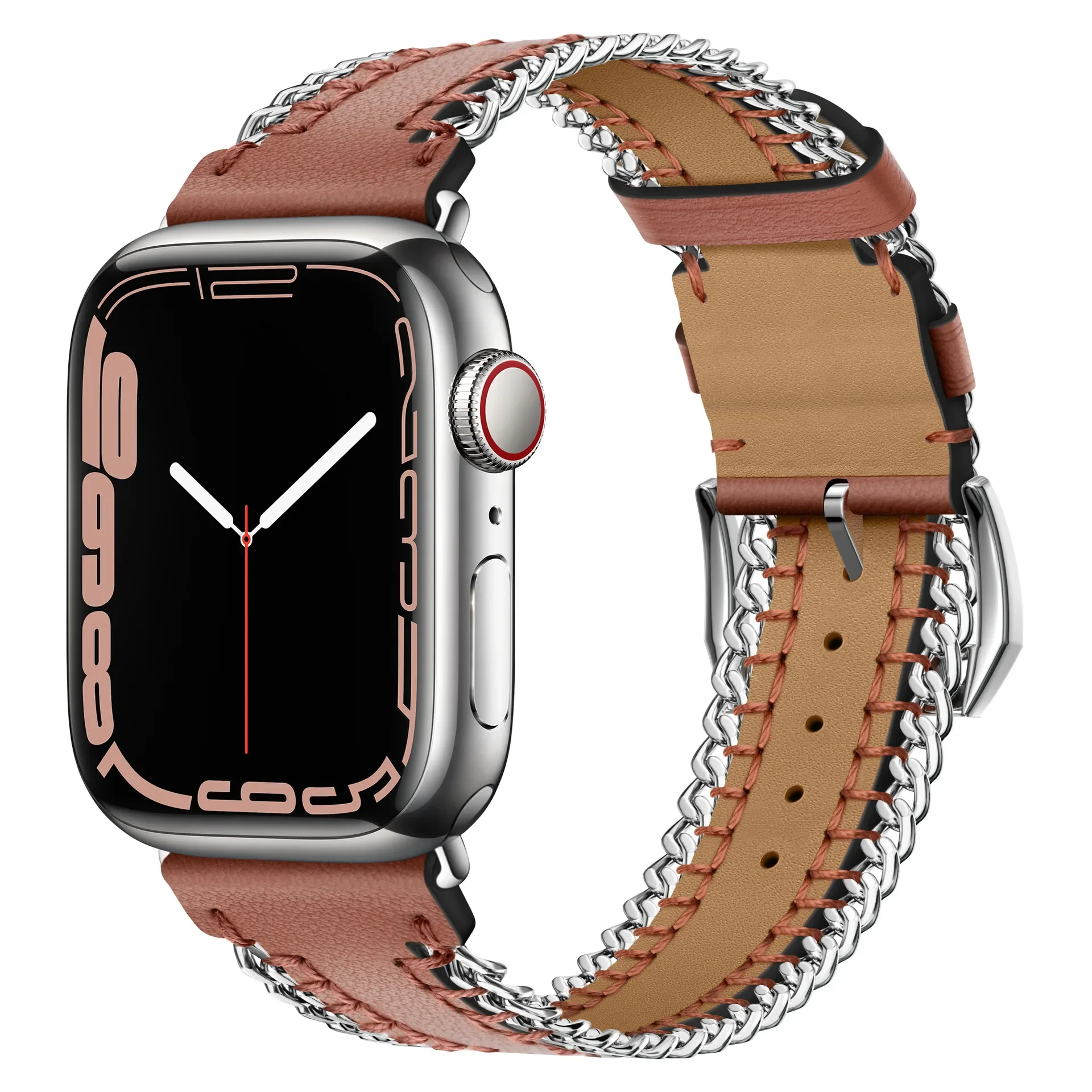 Strap For Apple Watch Band Ultra 2 49mm 10 9 8 7 Hand sewn leather chain bracelet Band 6 5 4 3 SE 46mm 45mm 44mm 42mm 41mm 40mm