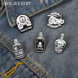 Skull Skeleton Enamel Pins Black White Bone Brooches Lapel Badges Custom Backpack Accessories Kid Gift Friends Jewelry Wholesale