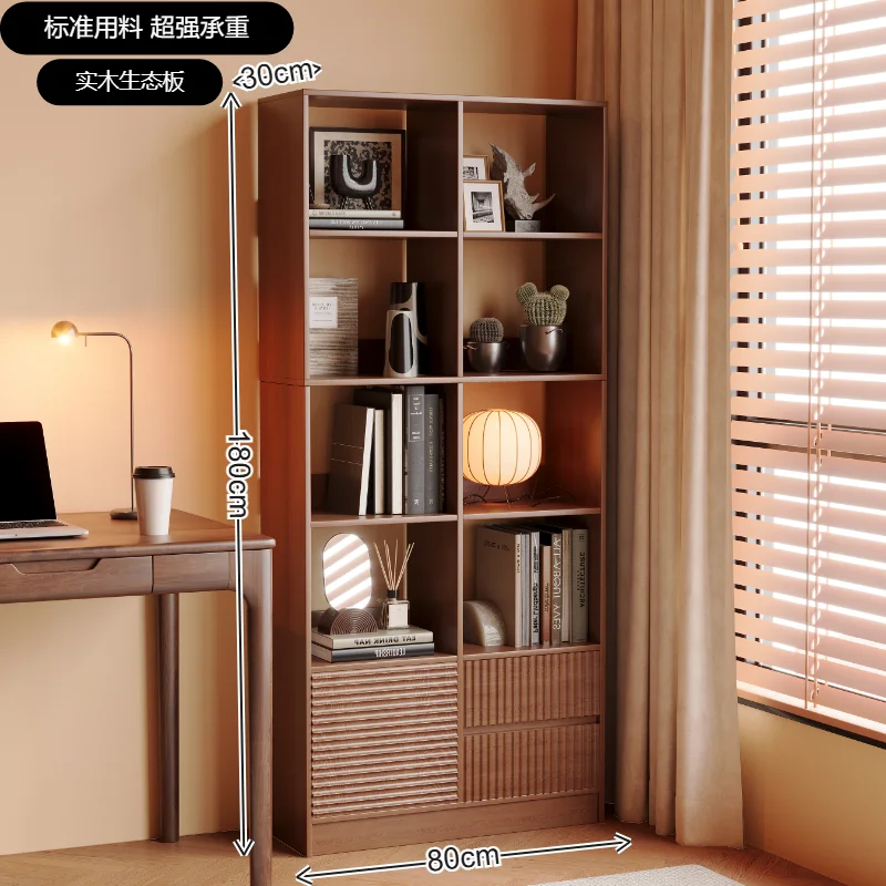 Modern Bookshelf Multi-Level Floor Standing Storage Rack Office Display Cabinet Bookcase with Drawers Study Bookshelf Storage