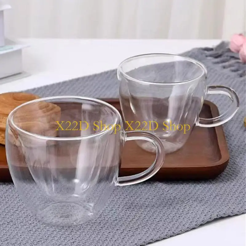 X22D Heat Resistant Heart Elegant Double Walled Glass Cup Safe For Hot Drink