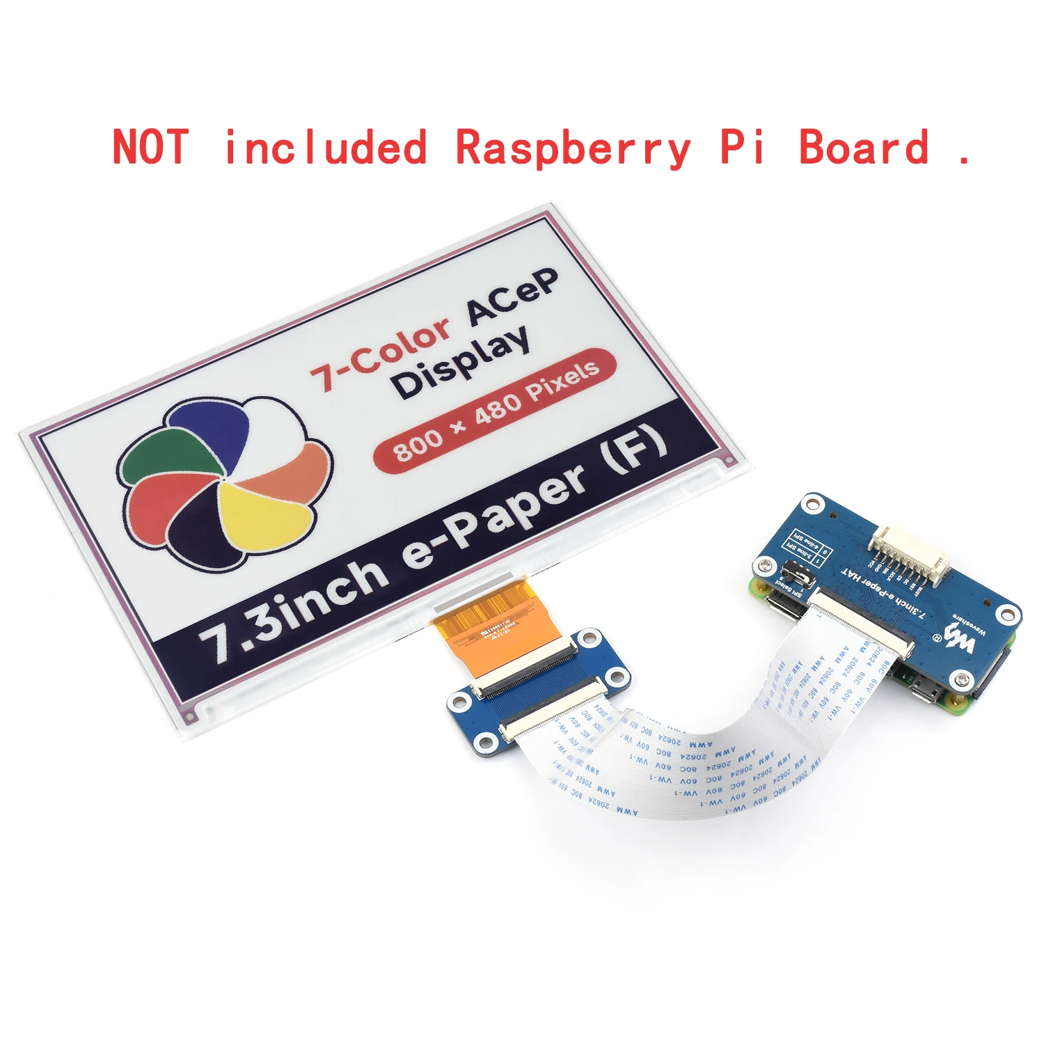 7.3inch 7-Color E-Paper Expansion Board HAT E-ink Display Screen Starter Kit for RPI Raspberry Pi Zero 2 W A 3 Model B Plus 4 5