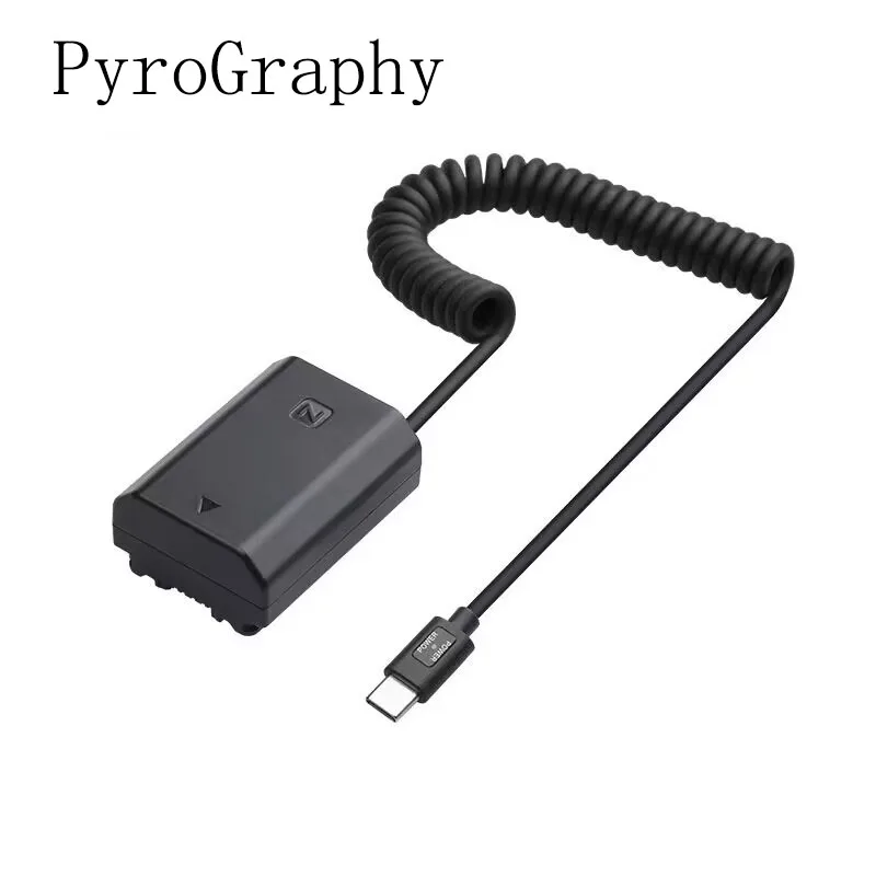 

PyroGraphy Sony NP-FZ100 Dummy Battery with Spring Cable&TypeC Port Power Indicator Light PD FastCharging Stretching Length 1.2M