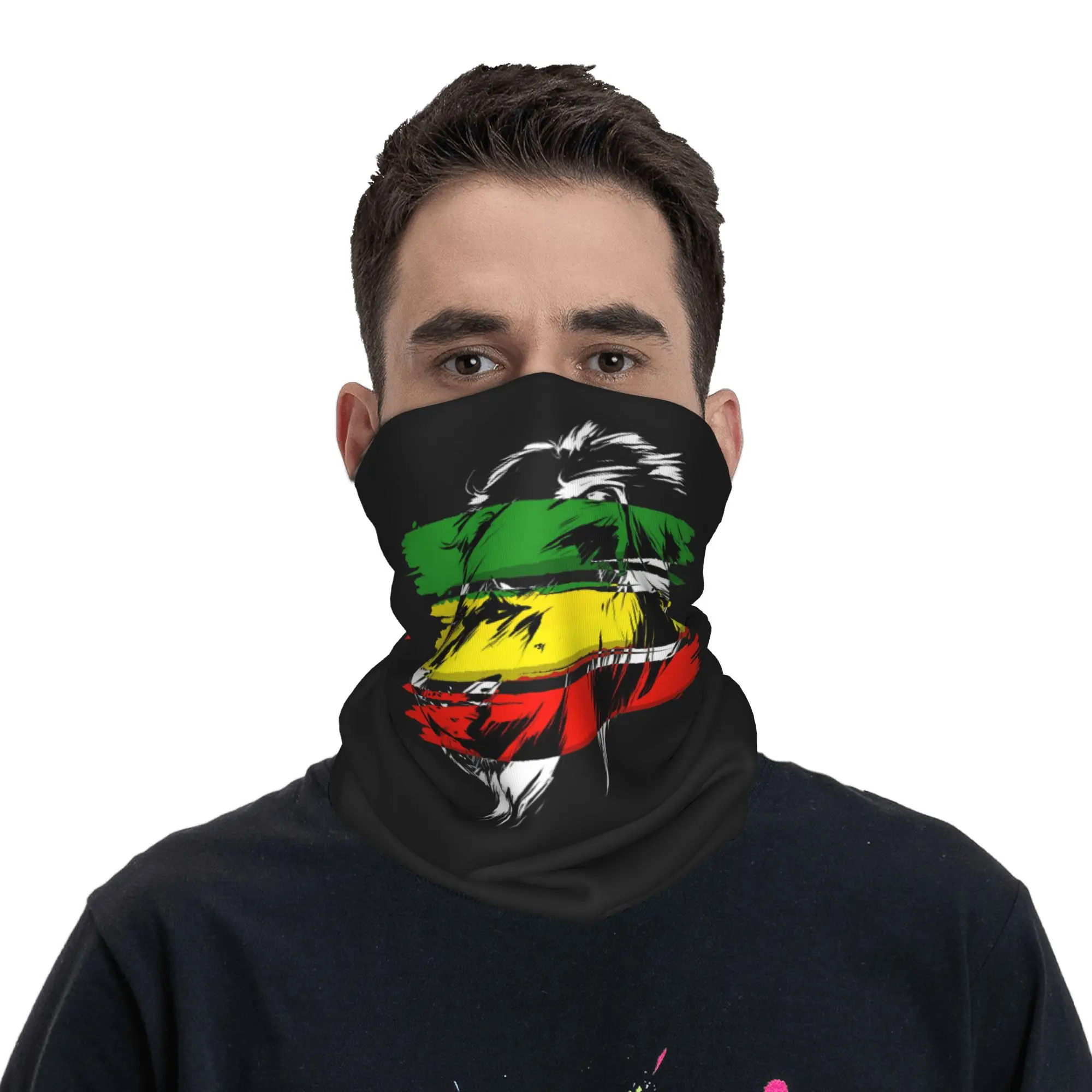 

Jamaican Lion Print Multifunctional Bandana Neck Cover Printed Mask Scarf Cycling Scarf Riding for Men Women Adult All Season